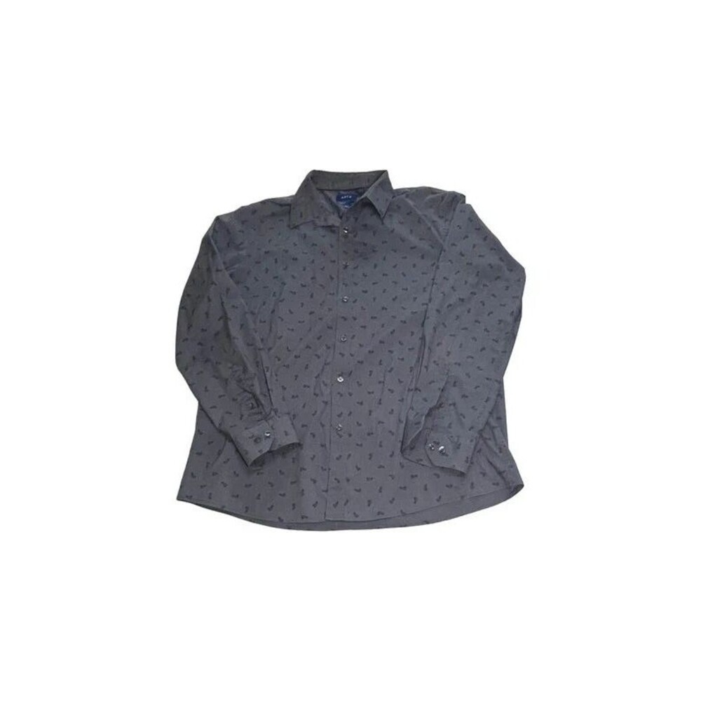 Apt. 9 Premier Flex Slim Fit Button Down - XLG Slim - Grey Car Print Flawed